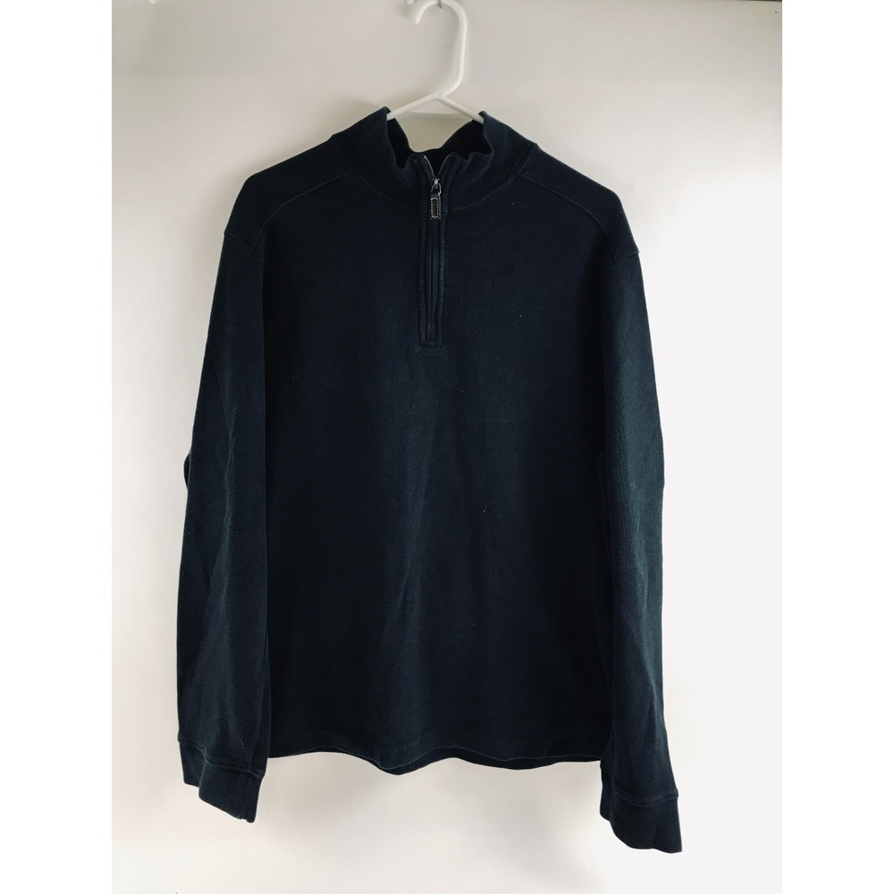 Merona Jacket Men's Size XL Black Quarter Zip Mock Neck Henley Pullover Long Slv